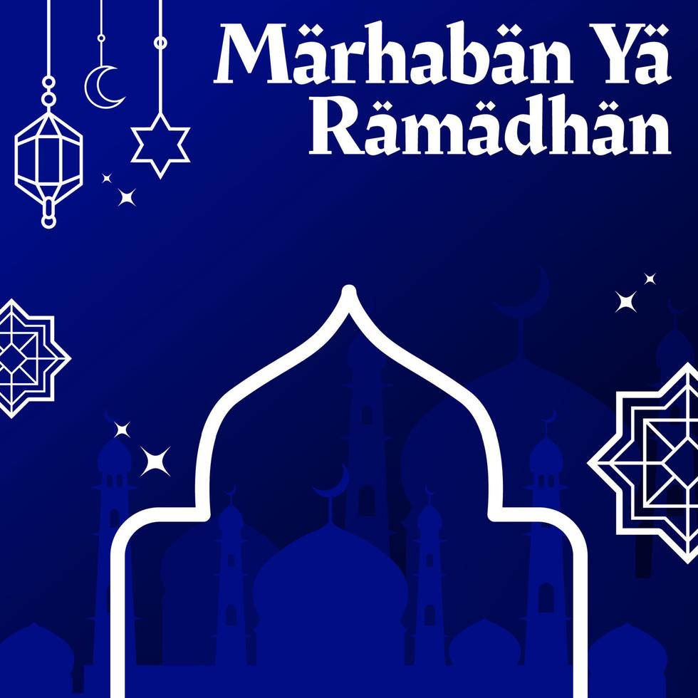 ilustración de ramadan mubarak saludando a las redes sociales vector