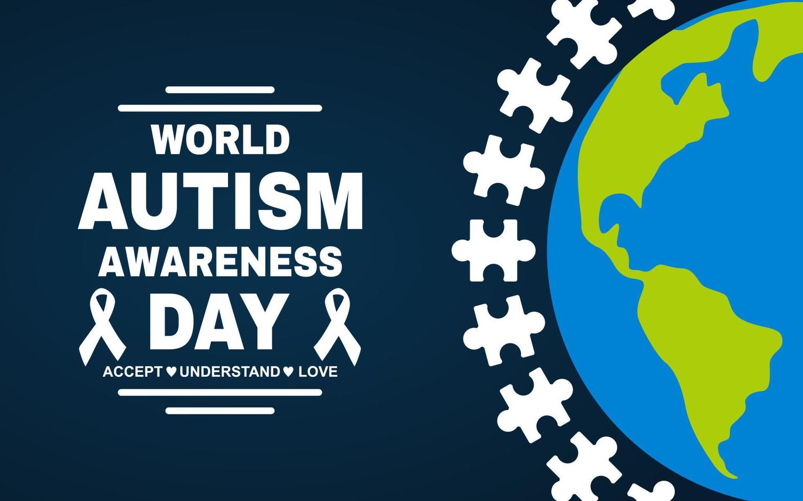 World autism awareness day on April 2 background with puzzle pieces. Can be used for banners, backgrounds, sticker, icon, badge, posters, brochures, print and awareness campaign for autism vector