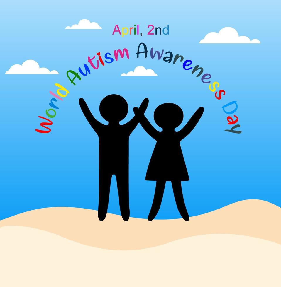 World autism awareness day on April 2 background with puzzle pieces. Can be used for banners, backgrounds, sticker, icon, badge, posters, brochures, print and awareness campaign for autism vector