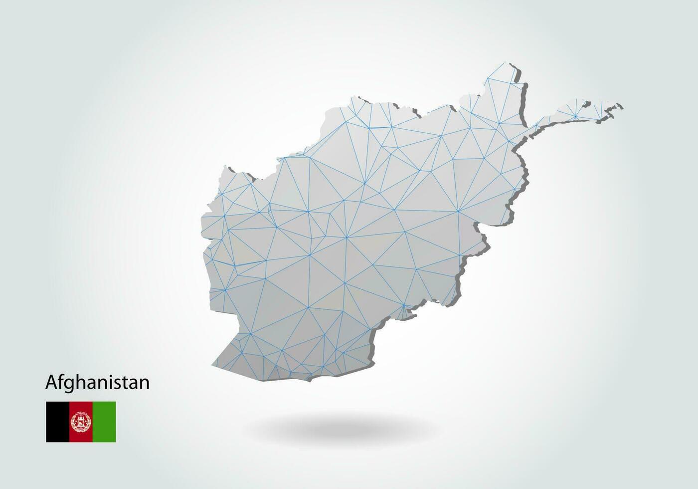 Vector map of Afghanistan with trendy triangles design in polygonal style on dark background, map shape in modern 3d paper cut art style. layered papercraft cutout design.