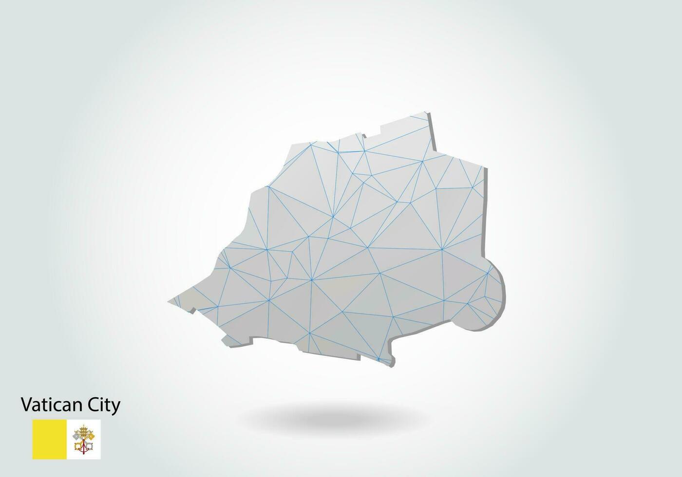 mapa poligonal vectorial de la ciudad del vaticano. diseño de baja poli. mapa hecho de triángulos sobre fondo blanco. gráfico de degradado de estilo polivinílico bajo triangular arrugado geométrico, puntos de línea, diseño de interfaz de usuario. vector