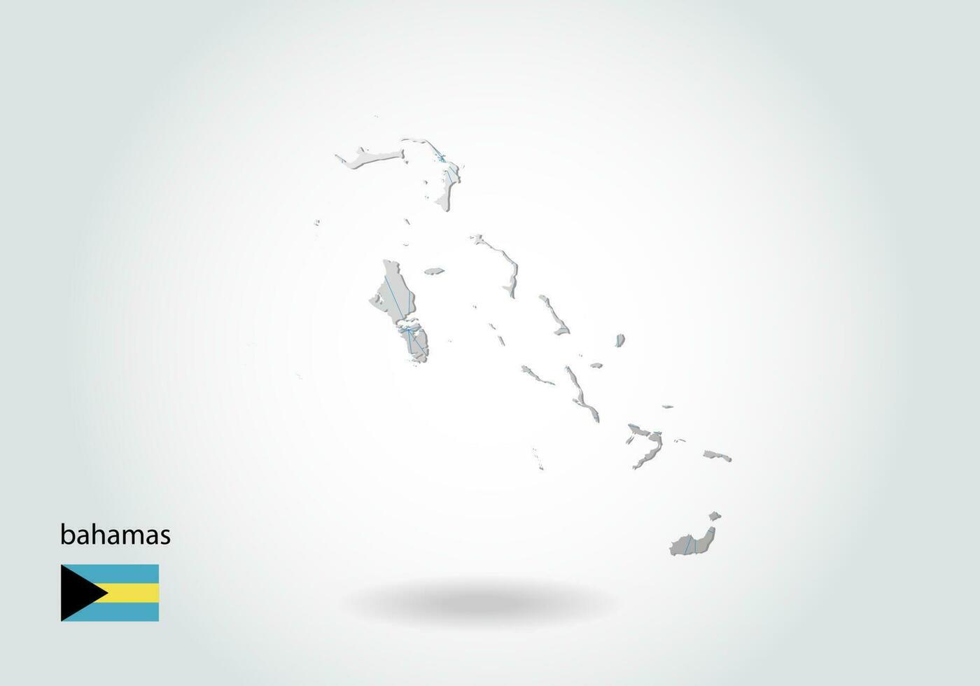 mapa vectorial de bahamas con diseño de triángulos de moda en estilo poligonal sobre fondo oscuro, forma de mapa en estilo moderno de arte de corte de papel 3d. diseño de corte de papel en capas. vector