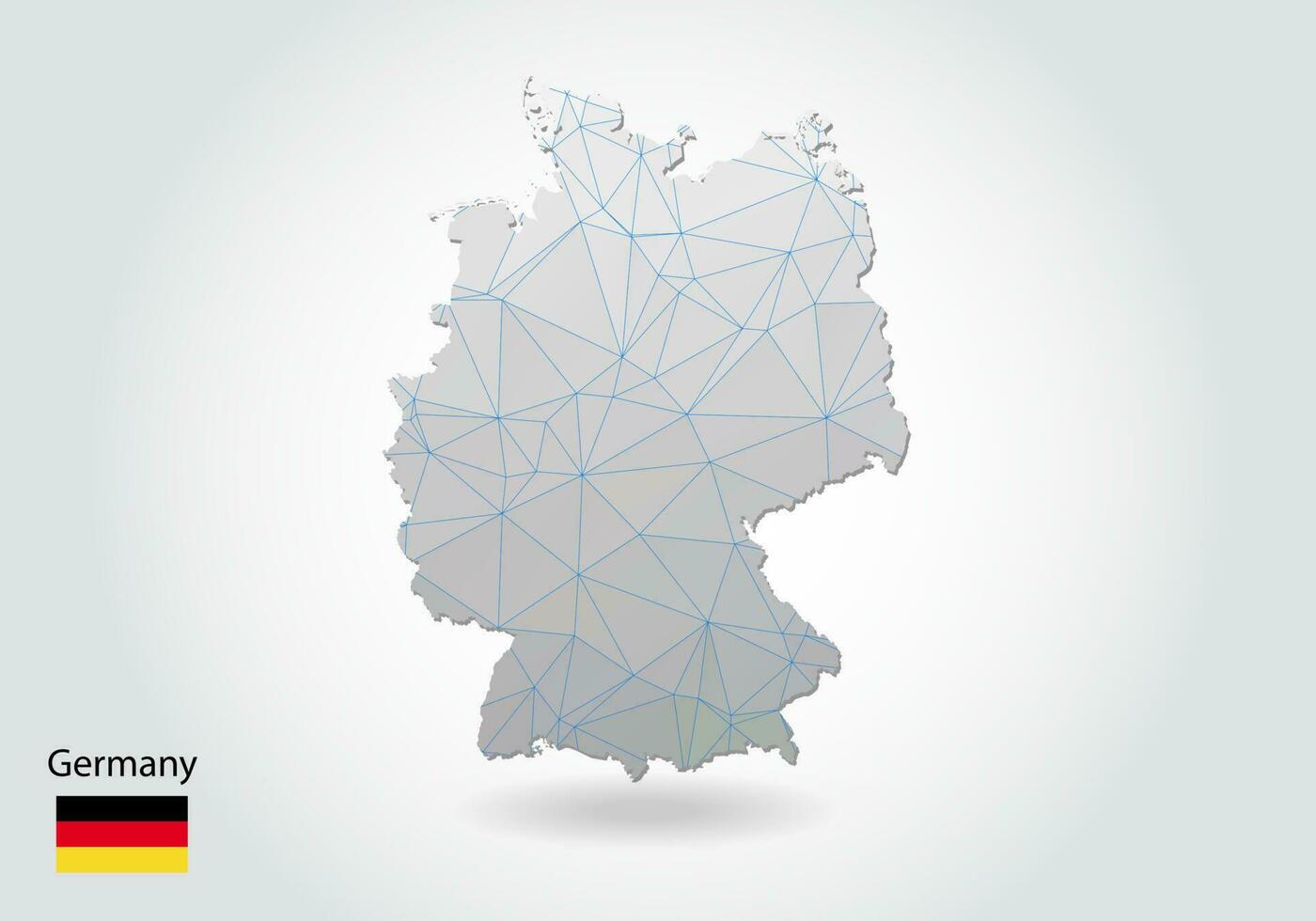 Vector map of germany with trendy triangles design in polygonal style on dark background, map shape in modern 3d paper cut art style. layered papercraft cutout design.