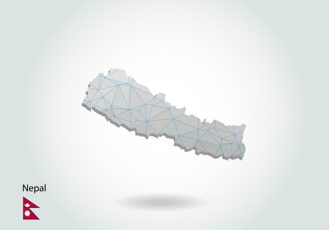 Vector polygonal nepal map. Low poly design. map made of triangles on white background. geometric rumpled triangular low poly style gradient graphic, line dots, UI design.