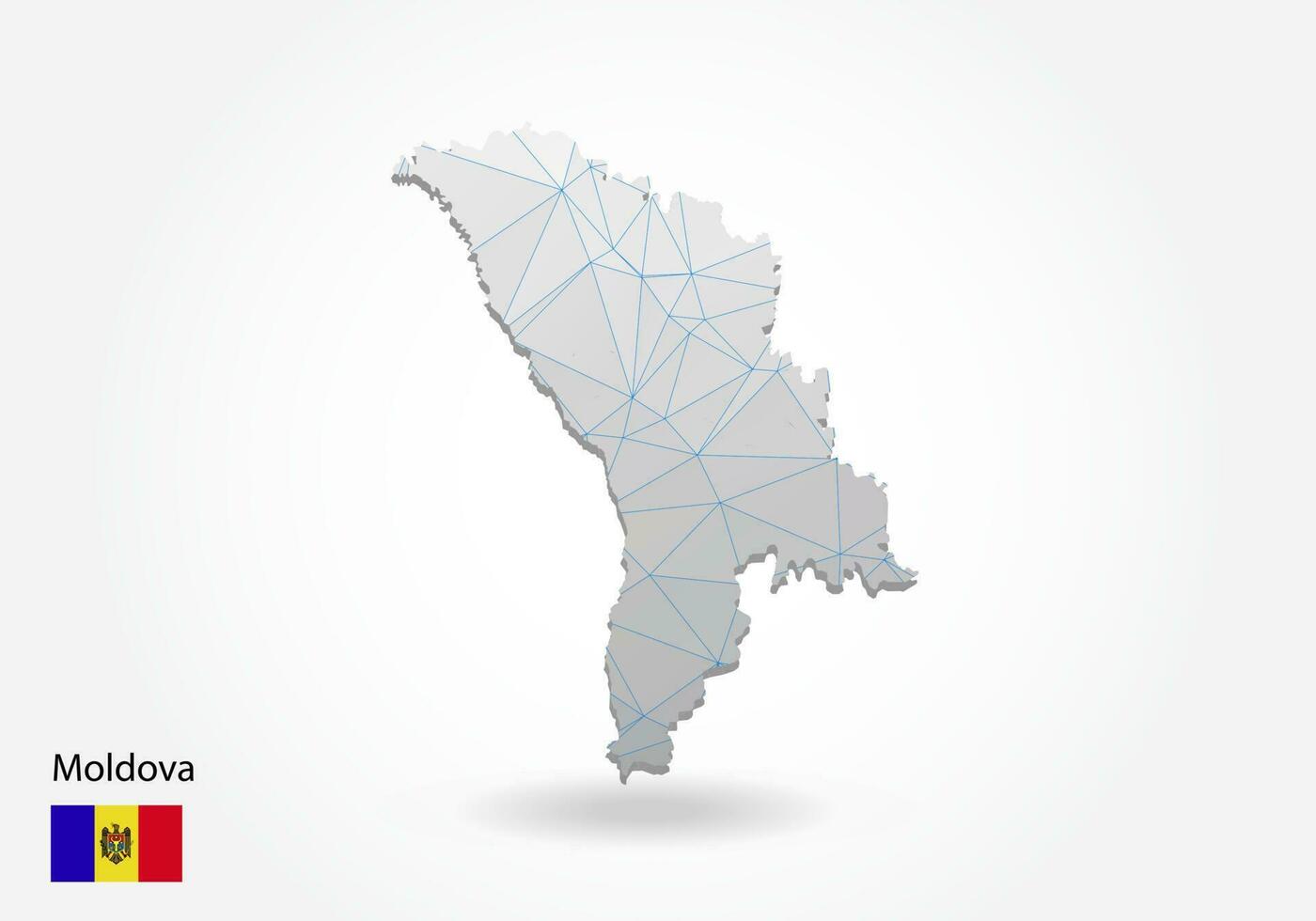 mapa vectorial de moldavia con diseño de triángulos de moda en estilo poligonal sobre fondo oscuro, forma de mapa en estilo moderno de arte cortado en papel 3d. diseño de corte de papel en capas. vector