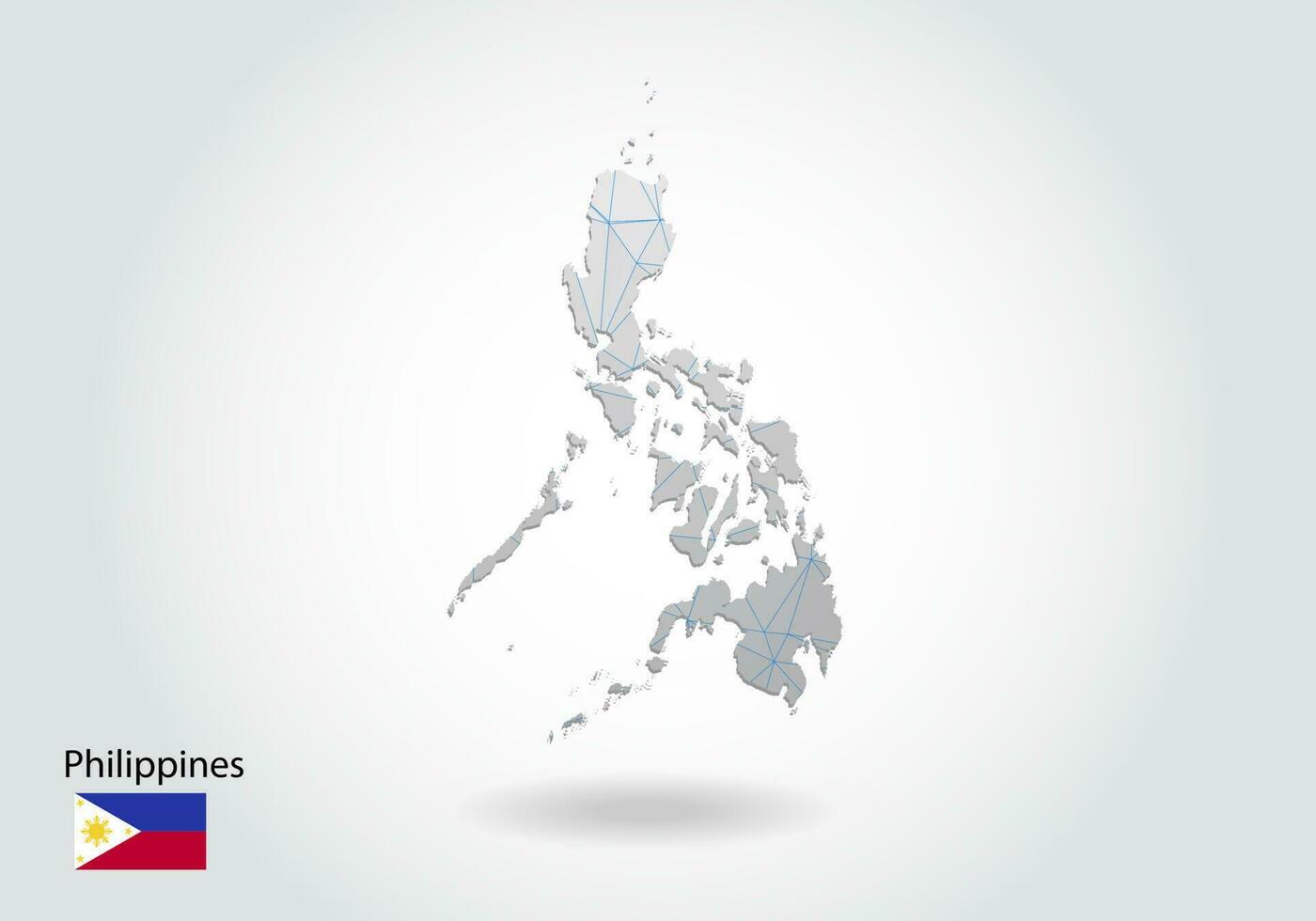 mapa vectorial poligonal de filipinas. diseño de baja poli. mapa hecho de triángulos sobre fondo blanco. gráfico de degradado de estilo polivinílico bajo triangular arrugado geométrico, puntos de línea, diseño de interfaz de usuario. vector