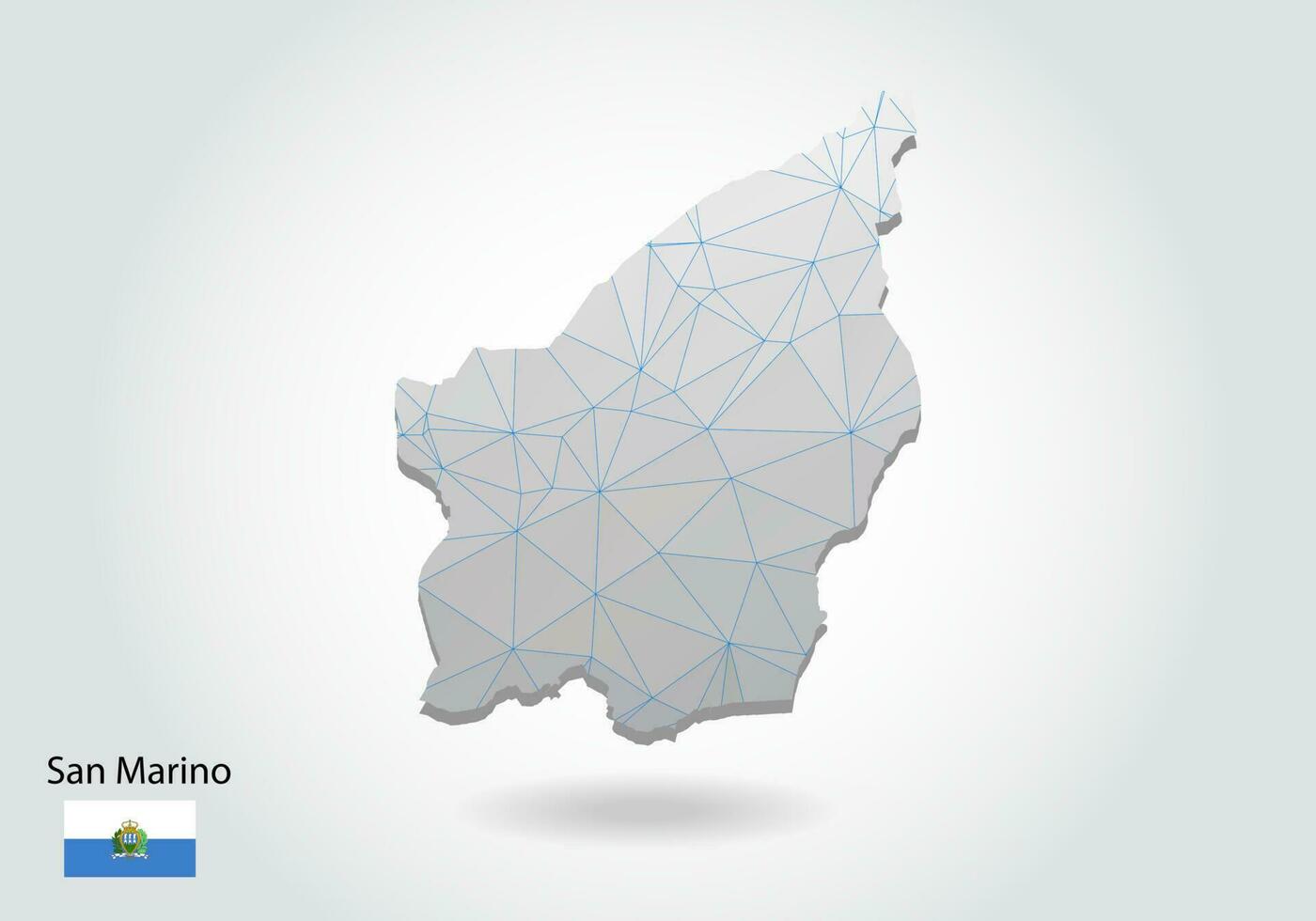 Vector polygonal San Marino map. Low poly design. map made of triangles on white background. geometric rumpled triangular low poly style gradient graphic, line dots, UI design.