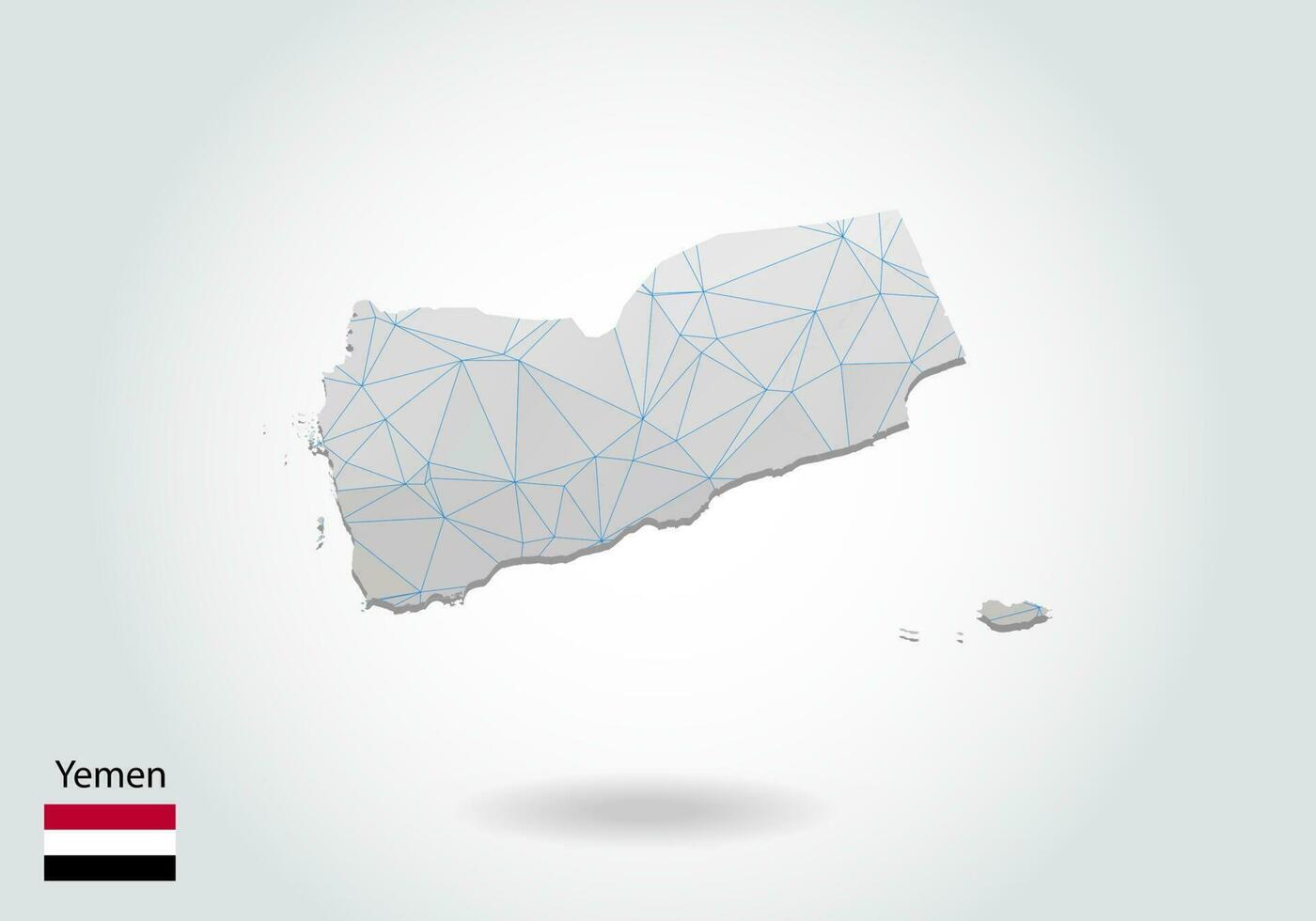 Vector polygonal Yemen map. Low poly design. map made of triangles on white background. geometric rumpled triangular low poly style gradient graphic, line dots, UI design.