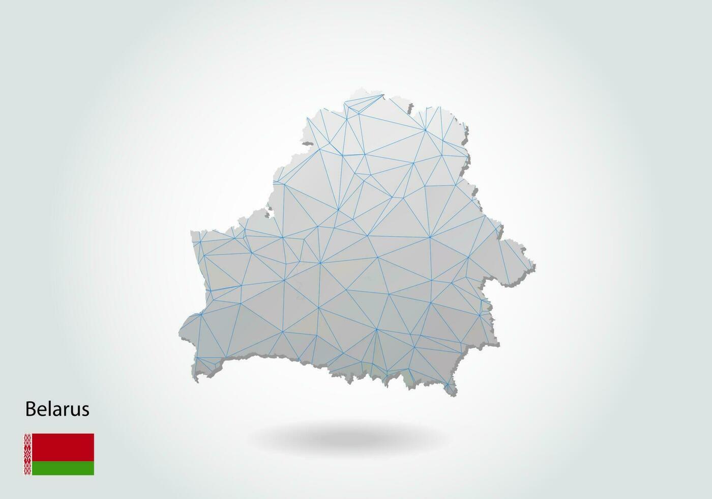 Vector map of belarus with trendy triangles design in polygonal style on dark background, map shape in modern 3d paper cut art style. layered papercraft cutout design.