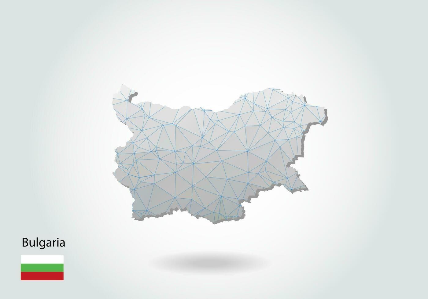 Vector map of bulgaria with trendy triangles design in polygonal style on dark background, map shape in modern 3d paper cut art style. layered papercraft cutout design.