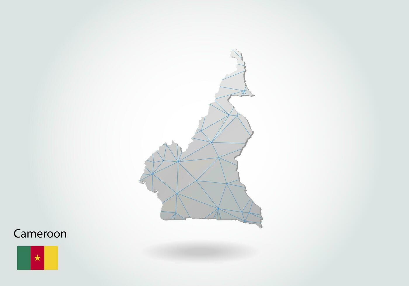 mapa vectorial de camerún con diseño de triángulos de moda en estilo poligonal sobre fondo oscuro, forma de mapa en estilo moderno de arte de corte de papel 3d. diseño de corte de papel en capas. vector