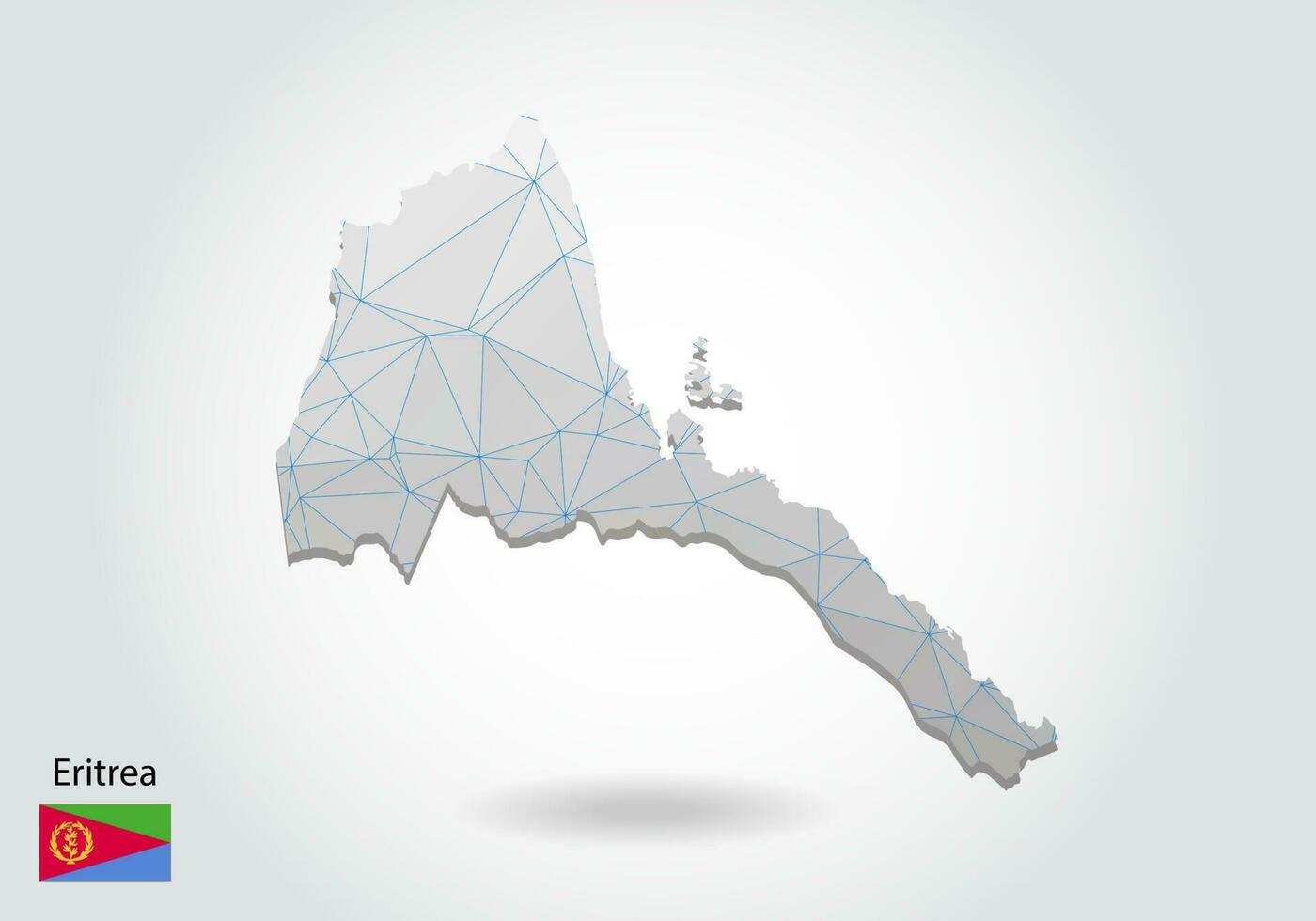 mapa vectorial de eritrea con diseño de triángulos de moda en estilo poligonal sobre fondo oscuro, forma de mapa en estilo moderno de arte de corte de papel 3d. diseño de corte de papel en capas. vector