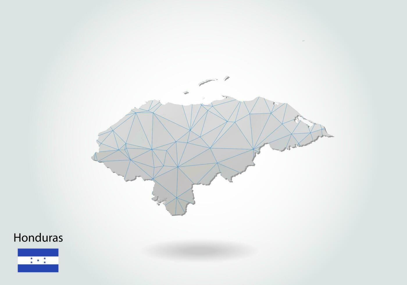 mapa vectorial de honduras con diseño de triángulos de moda en estilo poligonal sobre fondo oscuro, forma de mapa en estilo moderno de arte cortado en papel 3d. diseño de corte de papel en capas. vector