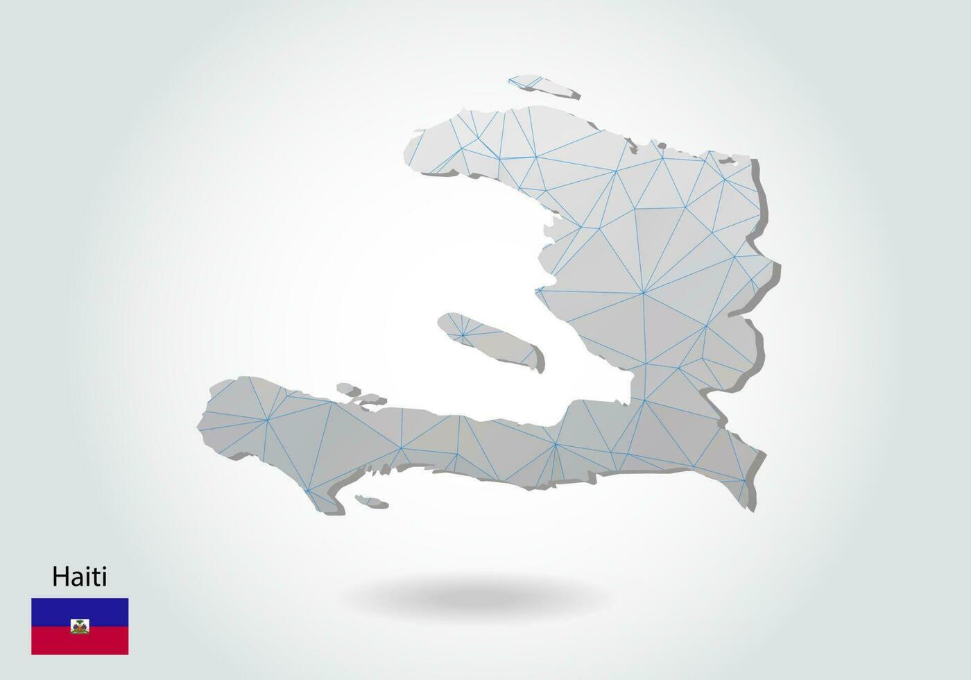 Vector map of haiti with trendy triangles design in polygonal style on dark background, map shape in modern 3d paper cut art style. layered papercraft cutout design.