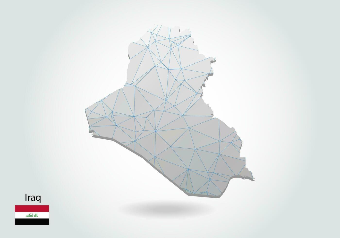 Vector map of iraq with trendy triangles design in polygonal style on dark background, map shape in modern 3d paper cut art style. layered papercraft cutout design.