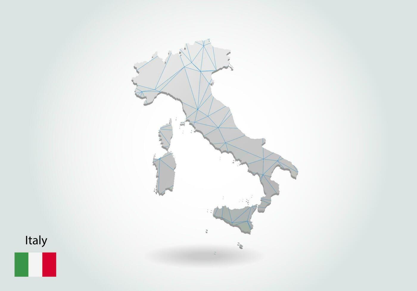 mapa vectorial de italia con diseño de triángulos de moda en estilo poligonal sobre fondo oscuro, forma de mapa en estilo moderno de arte de corte de papel 3d. diseño de corte de papel en capas. vector