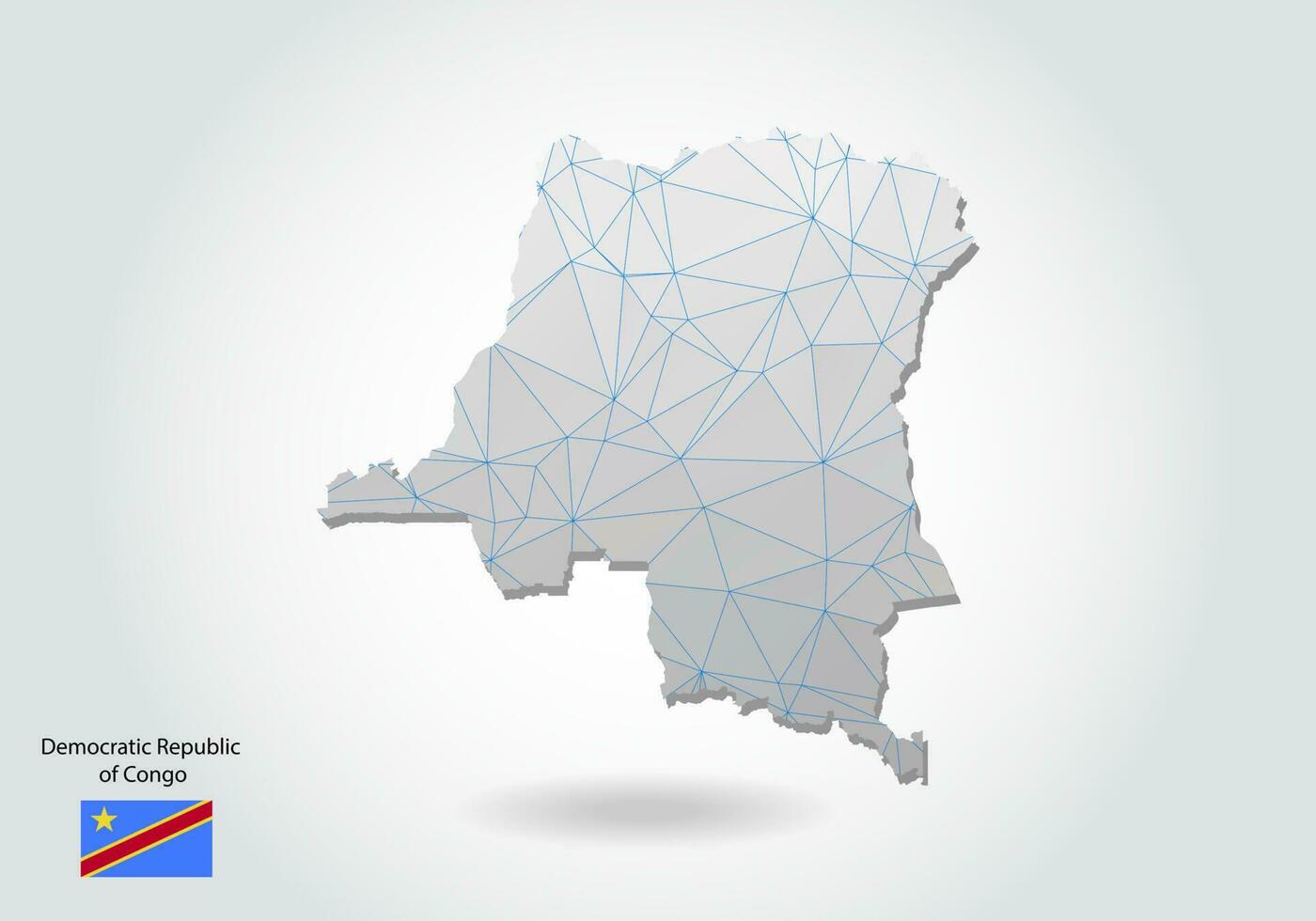 mapa vectorial de la república democrática del congo con diseño de triángulos de moda en estilo poligonal sobre fondo oscuro, forma de mapa en estilo moderno de arte cortado en papel 3d. diseño de corte de papel en capas. vector