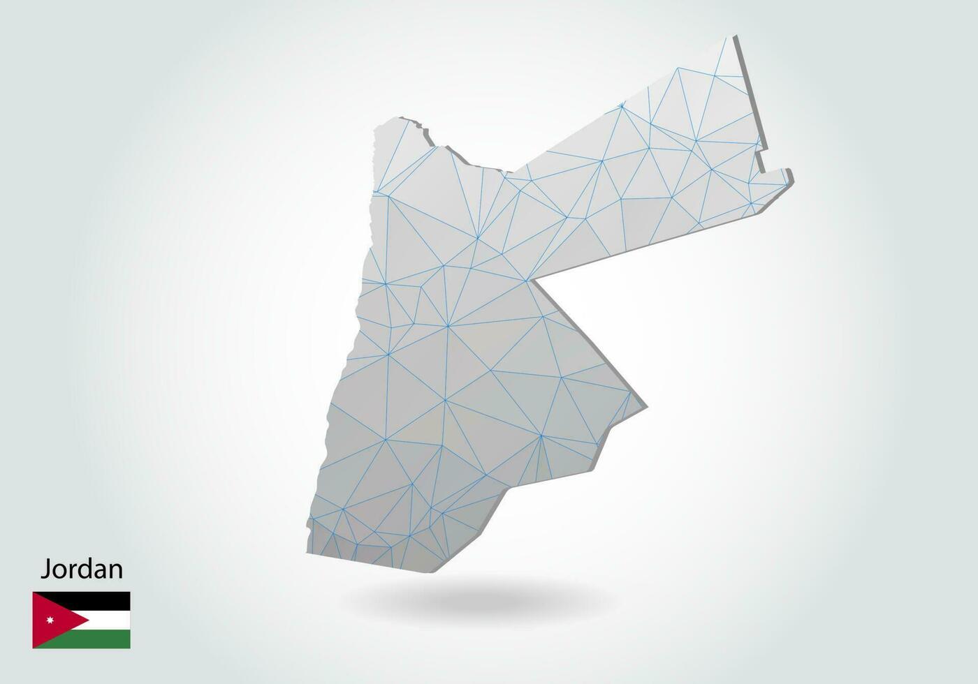 Vector map of Jordan with trendy triangles design in polygonal style on dark background, map shape in modern 3d paper cut art style. layered papercraft cutout design.