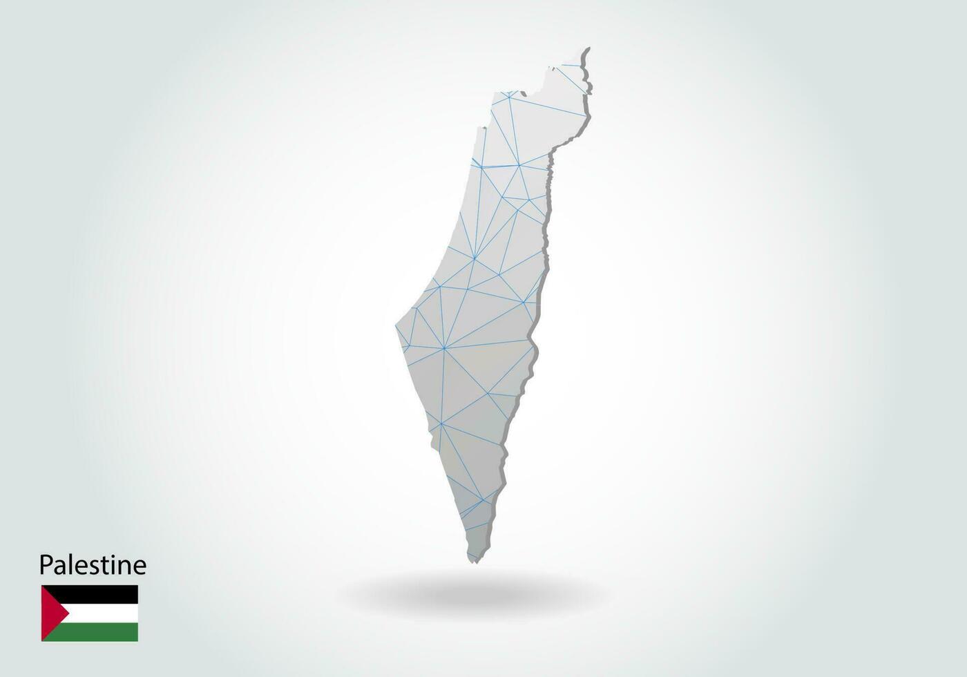 mapa de palestina poligonal vectorial. diseño de baja poli. mapa hecho de triángulos sobre fondo blanco. gráfico de degradado de estilo polivinílico bajo triangular arrugado geométrico, puntos de línea, diseño de interfaz de usuario. vector