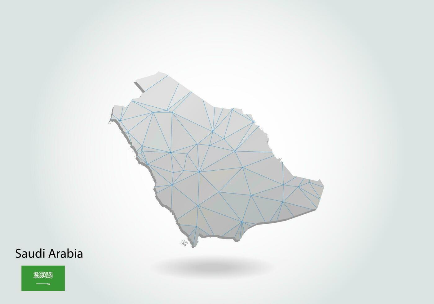 mapa vectorial poligonal de arabia saudita. diseño de baja poli. mapa hecho de triángulos sobre fondo blanco. gráfico de degradado de estilo polivinílico bajo triangular arrugado geométrico, puntos de línea, diseño de interfaz de usuario. vector