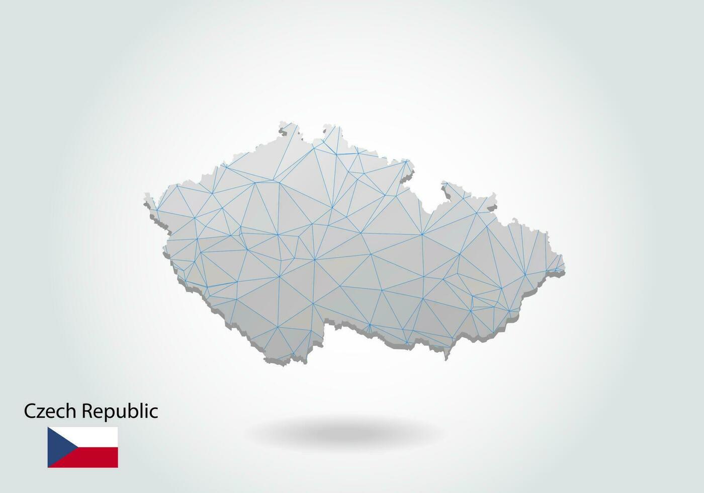 Vector map of czech Republic with trendy triangles design in polygonal style on dark background, map shape in modern 3d paper cut art style. layered papercraft cutout design.