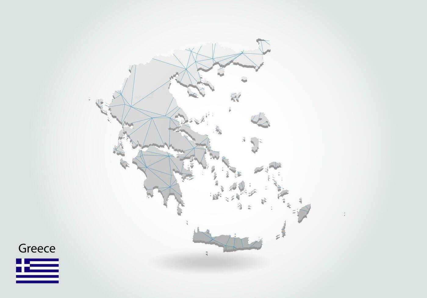 Vector map of greece with trendy triangles design in polygonal style on dark background, map shape in modern 3d paper cut art style. layered papercraft cutout design.