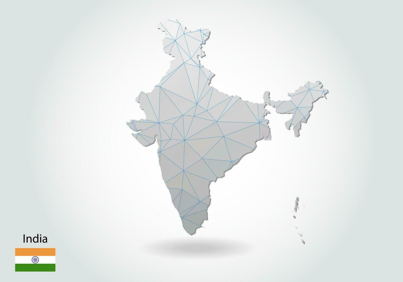 mapa vectorial de india con diseño de triángulos de moda en estilo poligonal sobre fondo oscuro, forma de mapa en estilo moderno de arte de corte de papel 3d. diseño de corte de papel en capas. vector