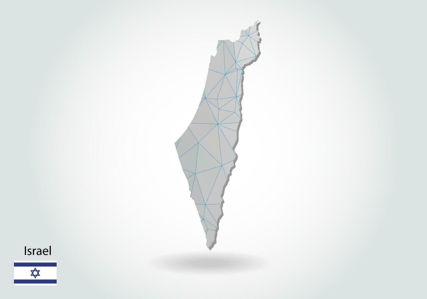 Vector map of israel with trendy triangles design in polygonal style on dark background, map shape in modern 3d paper cut art style. layered papercraft cutout design.