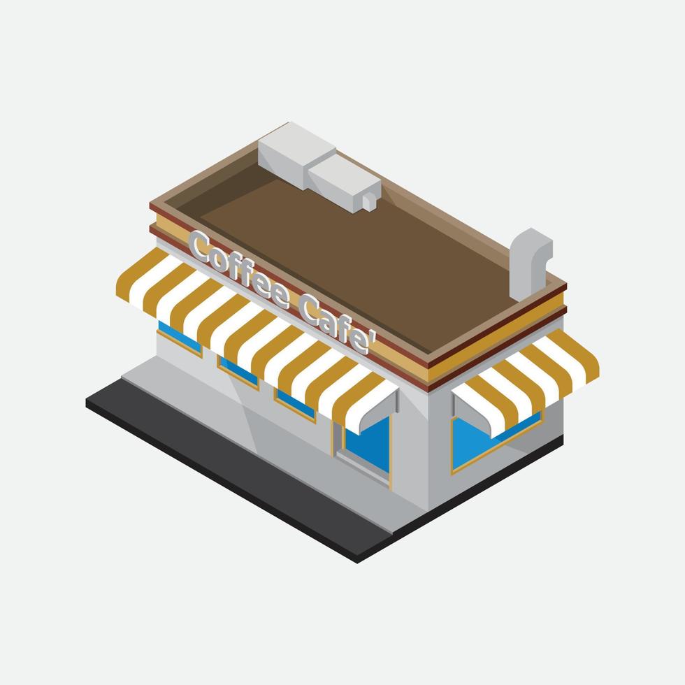 cafetería isométrica en el fondo vector