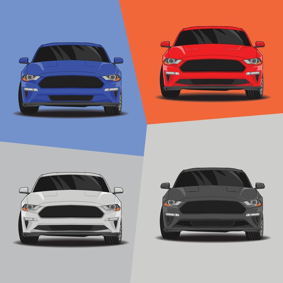 cuatro coches gráficos sobre fondo de color vector