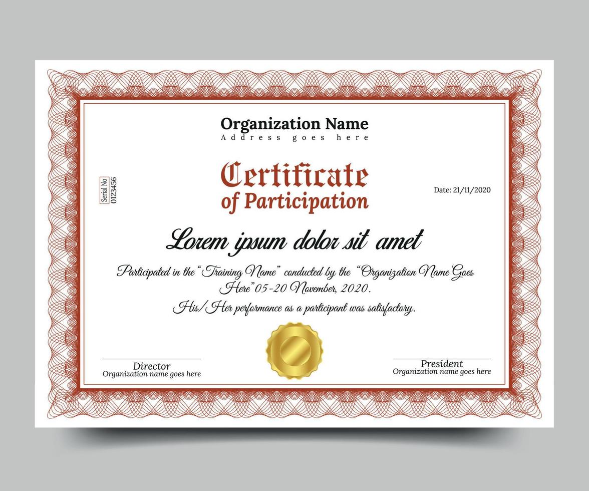 Certificate of Participation Template  Free Vector