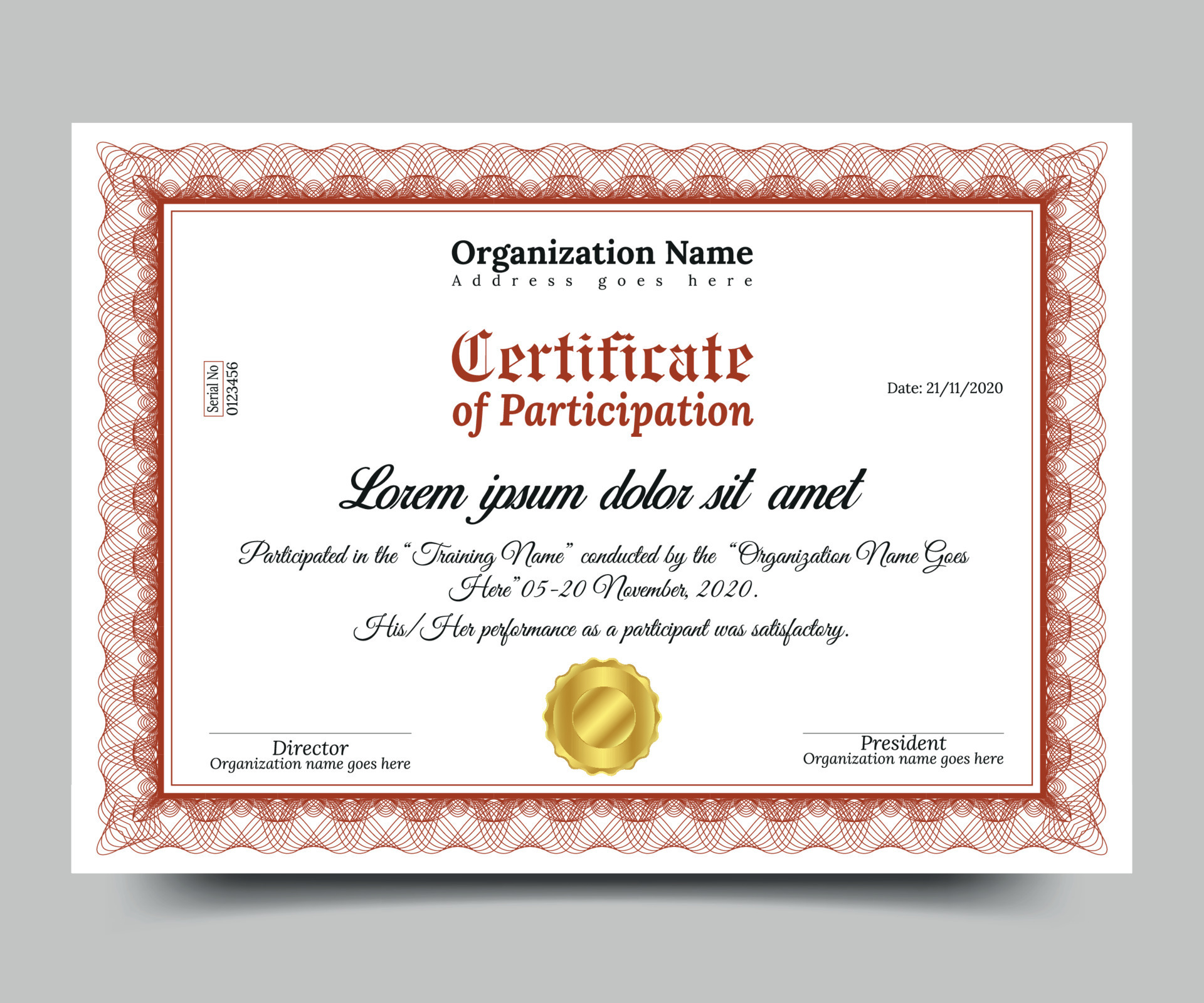 Certificate Of Participation Template Free Vector 7722018 Vector Art At