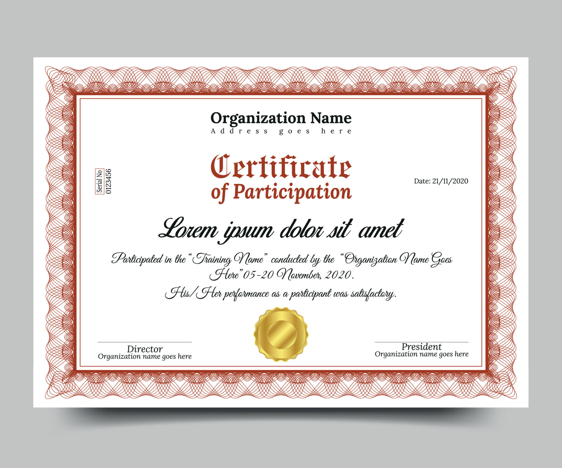 Certificate Of Participation Template Free Vector 7722018 Vector Art At 