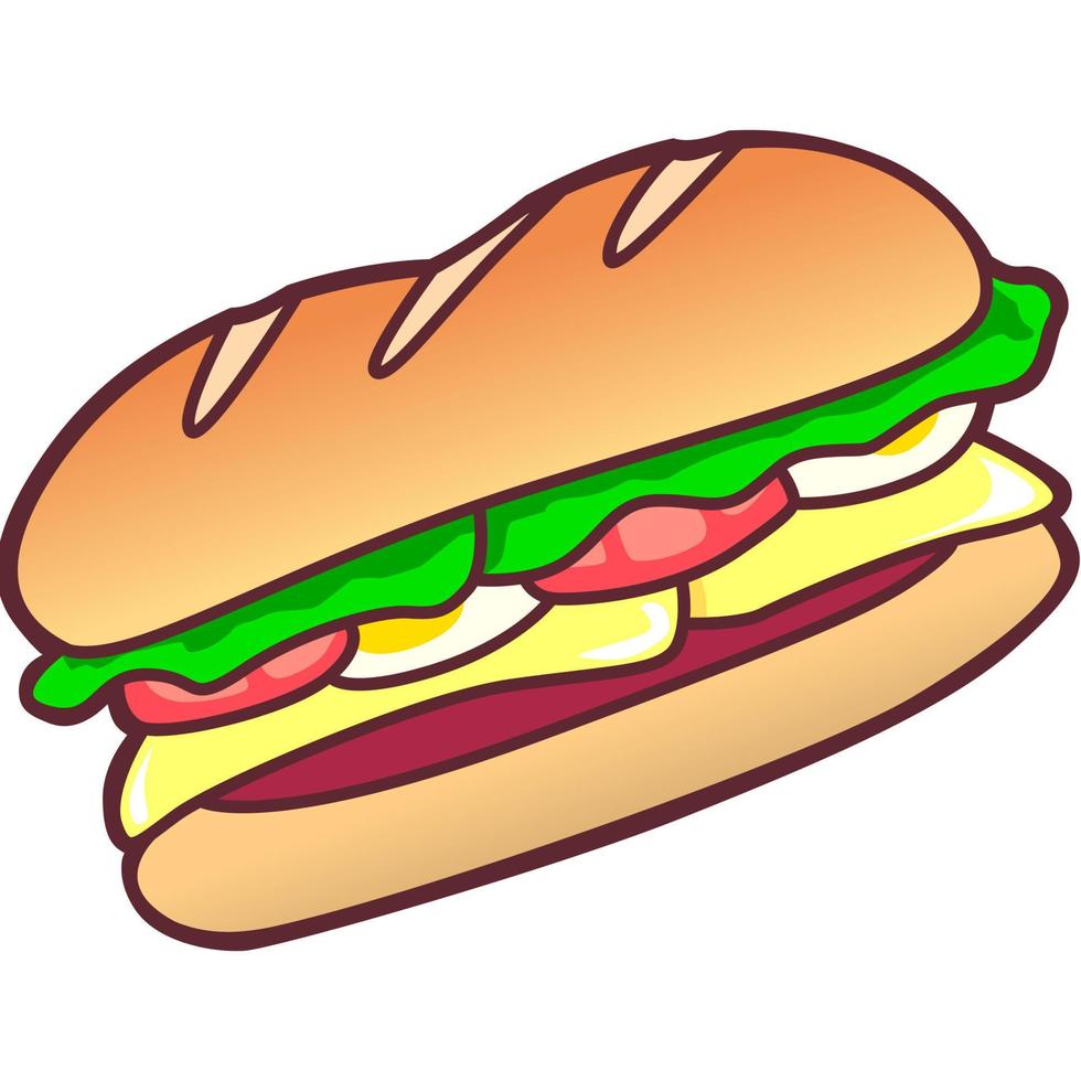 emoticón de sándwich submarino vector