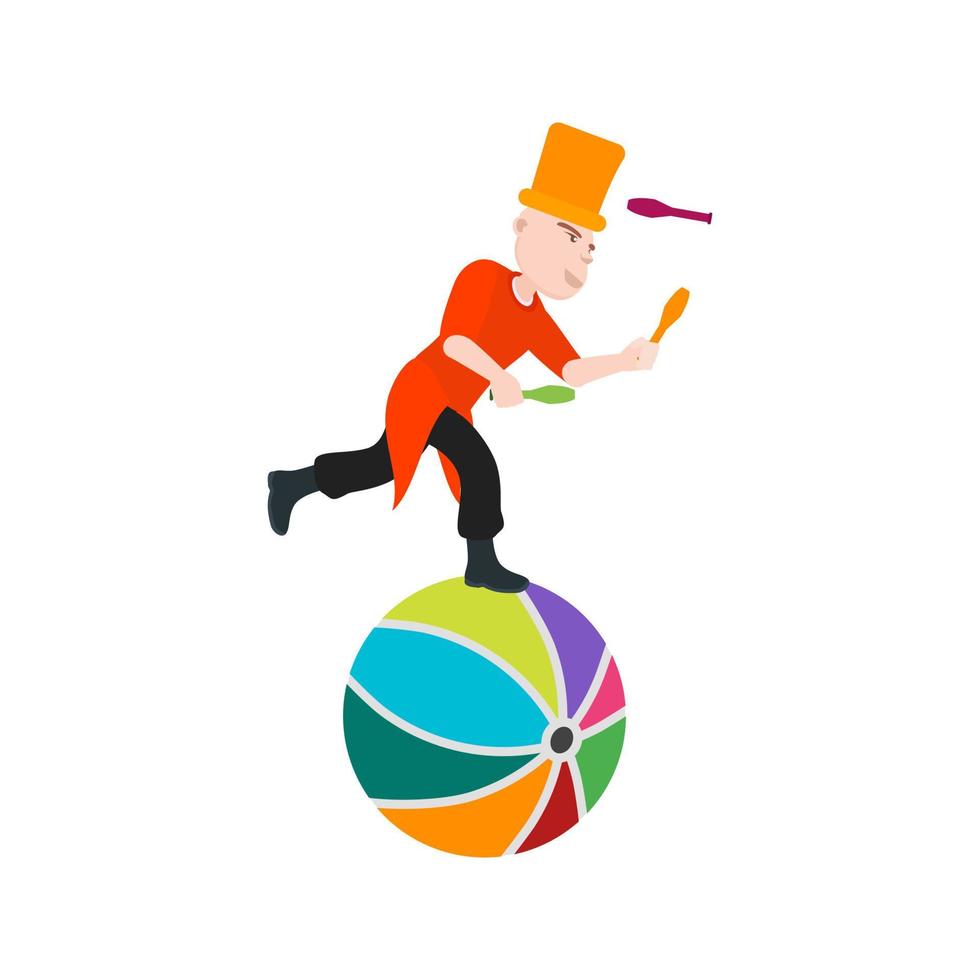 Juggling Sticks on Ball Flat Multicolor Icon vector