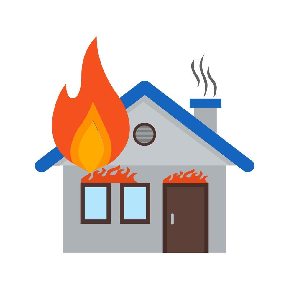 House on Fire Flat Multicolor Icon vector