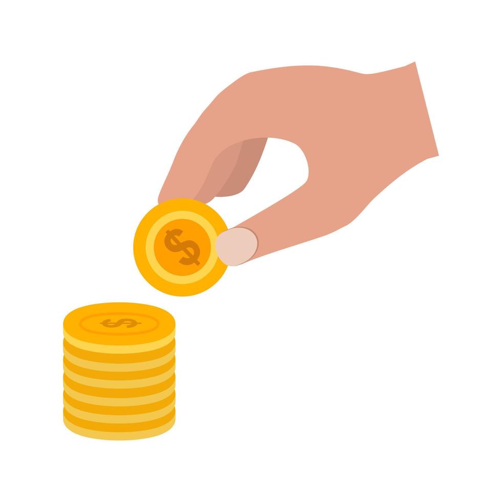 Stacking Coins Flat Multicolor Icon vector