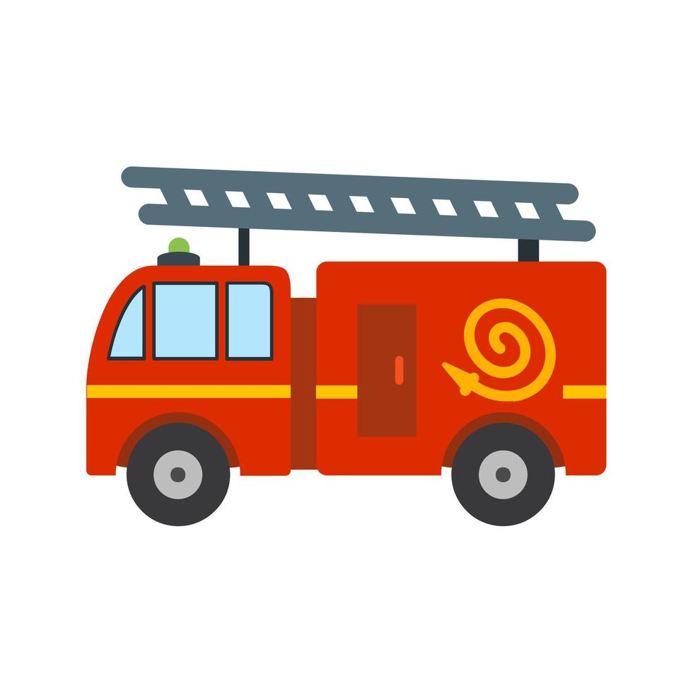 Fire Truck Flat Multicolor Icon vector