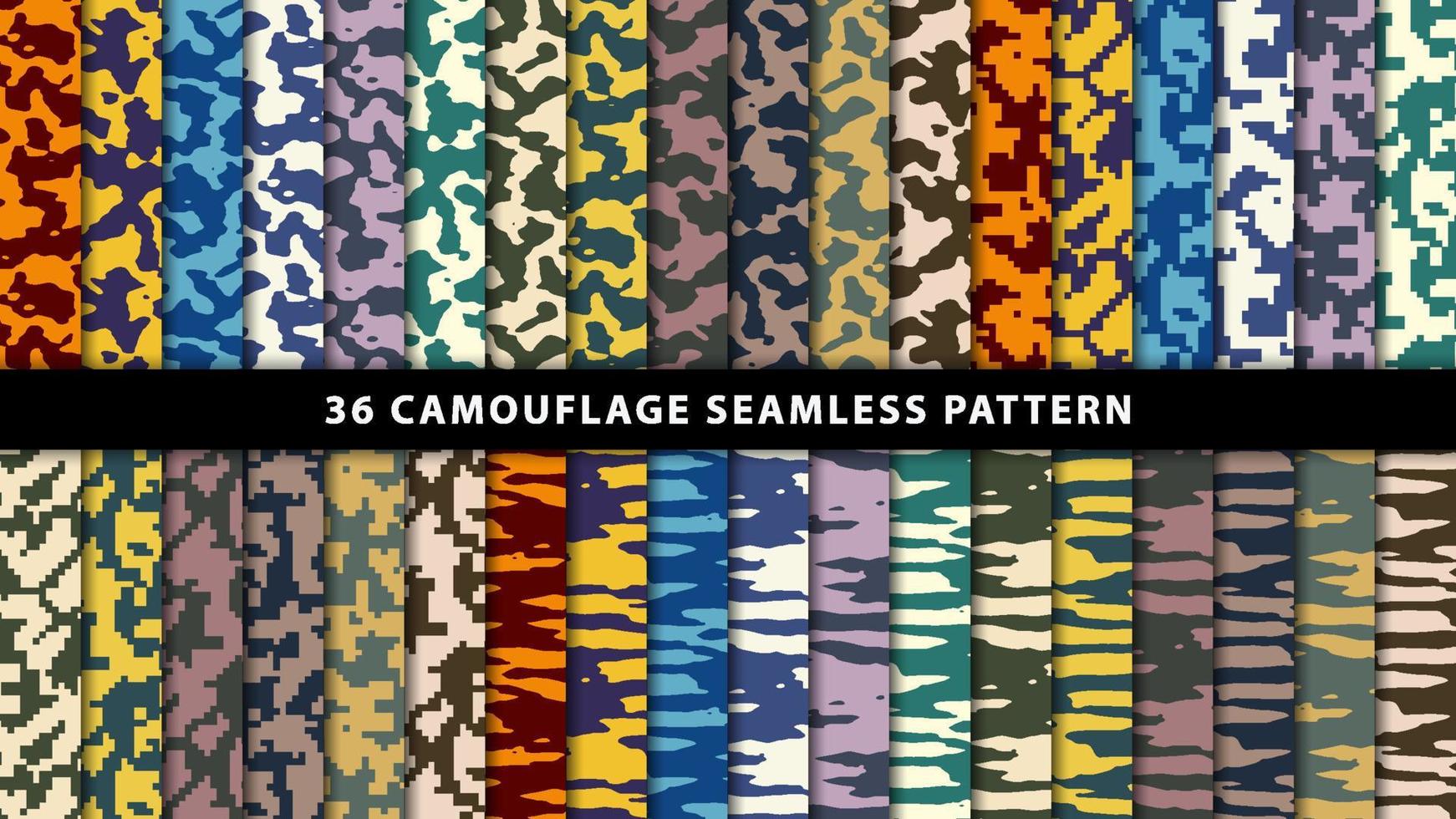 Colección de patrones sin fisuras de camuflaje militar y militar vector