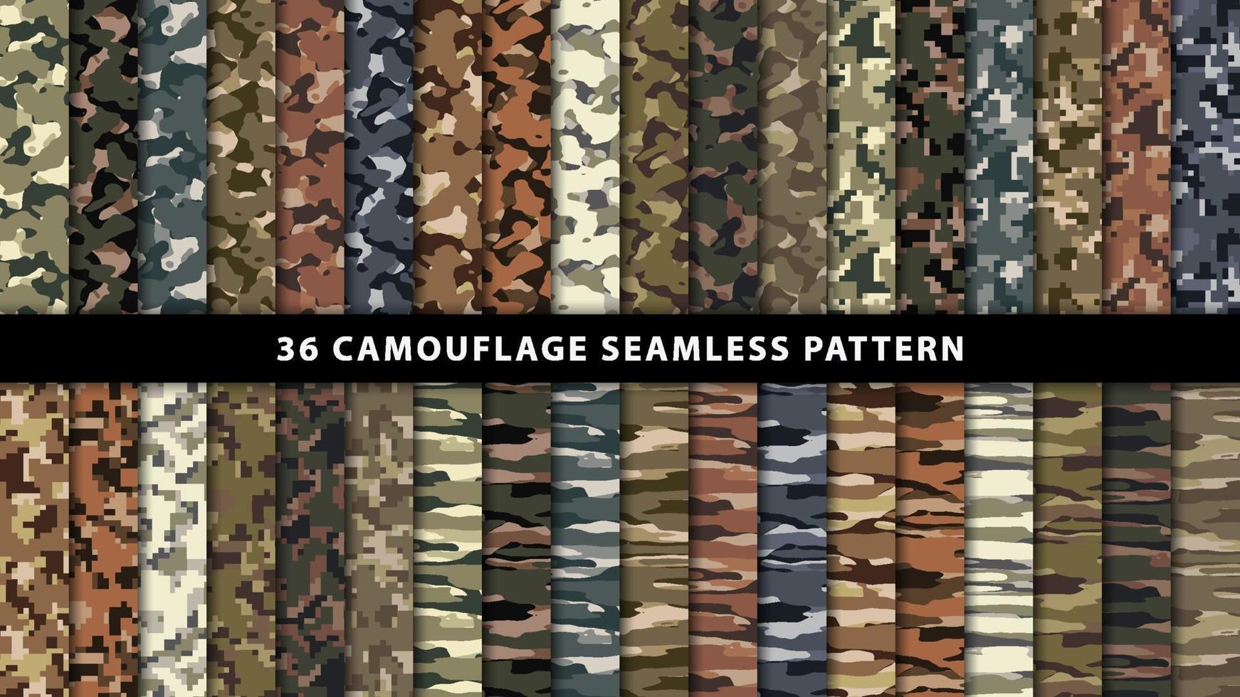 Colección de patrones sin fisuras de camuflaje militar y militar vector