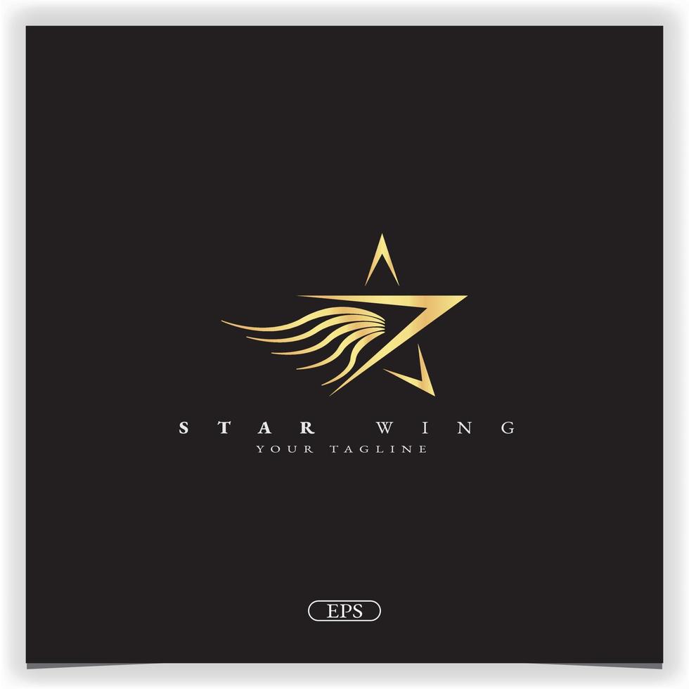 Gold Star wing logo premium elegant template vector eps 10
