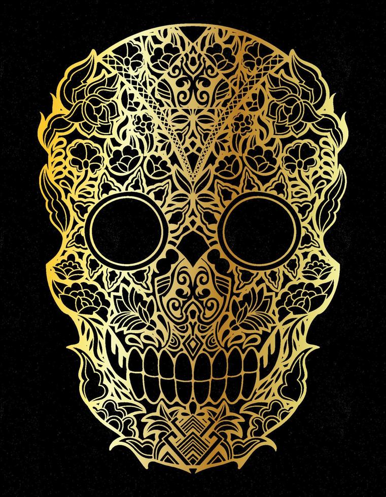 skull gold ornament vector