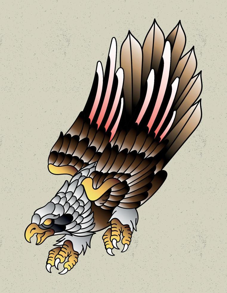 águila neo tatuaje tradicional vector