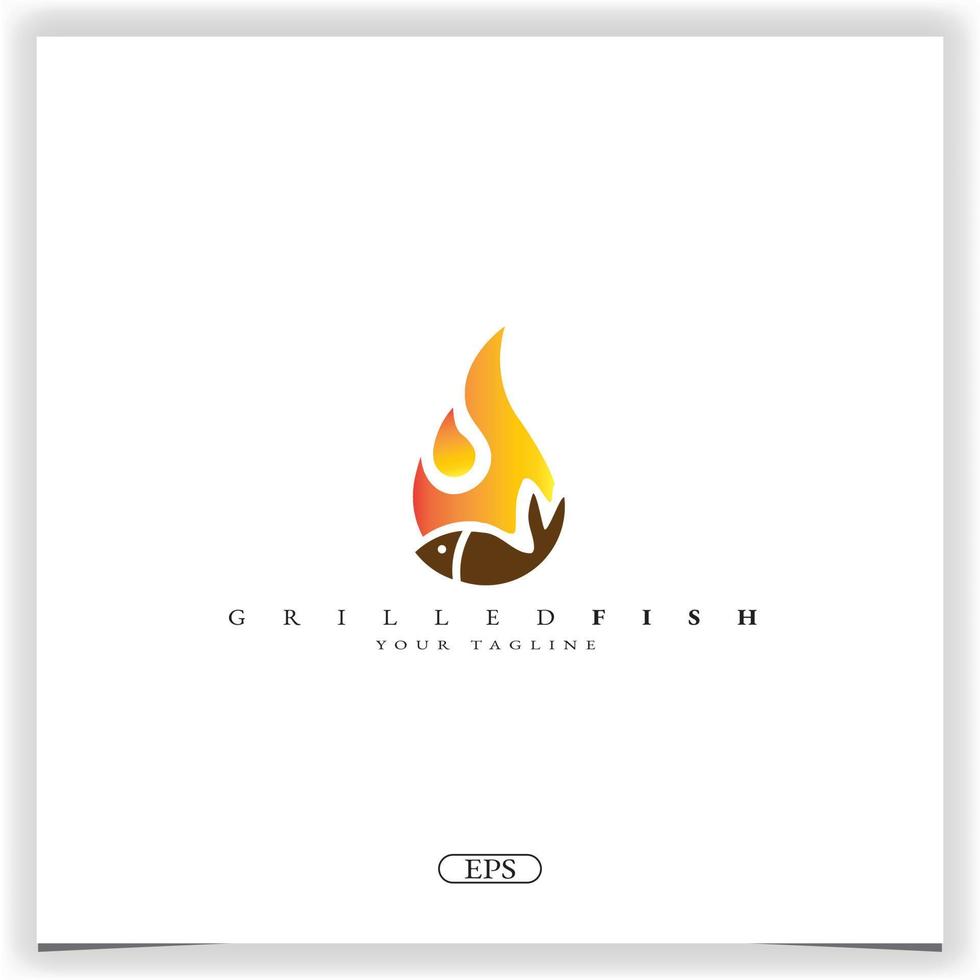 grilled fish logo premium elegant template vector eps 10
