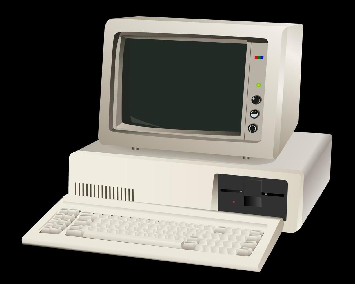 old computer unit with a monitor vector