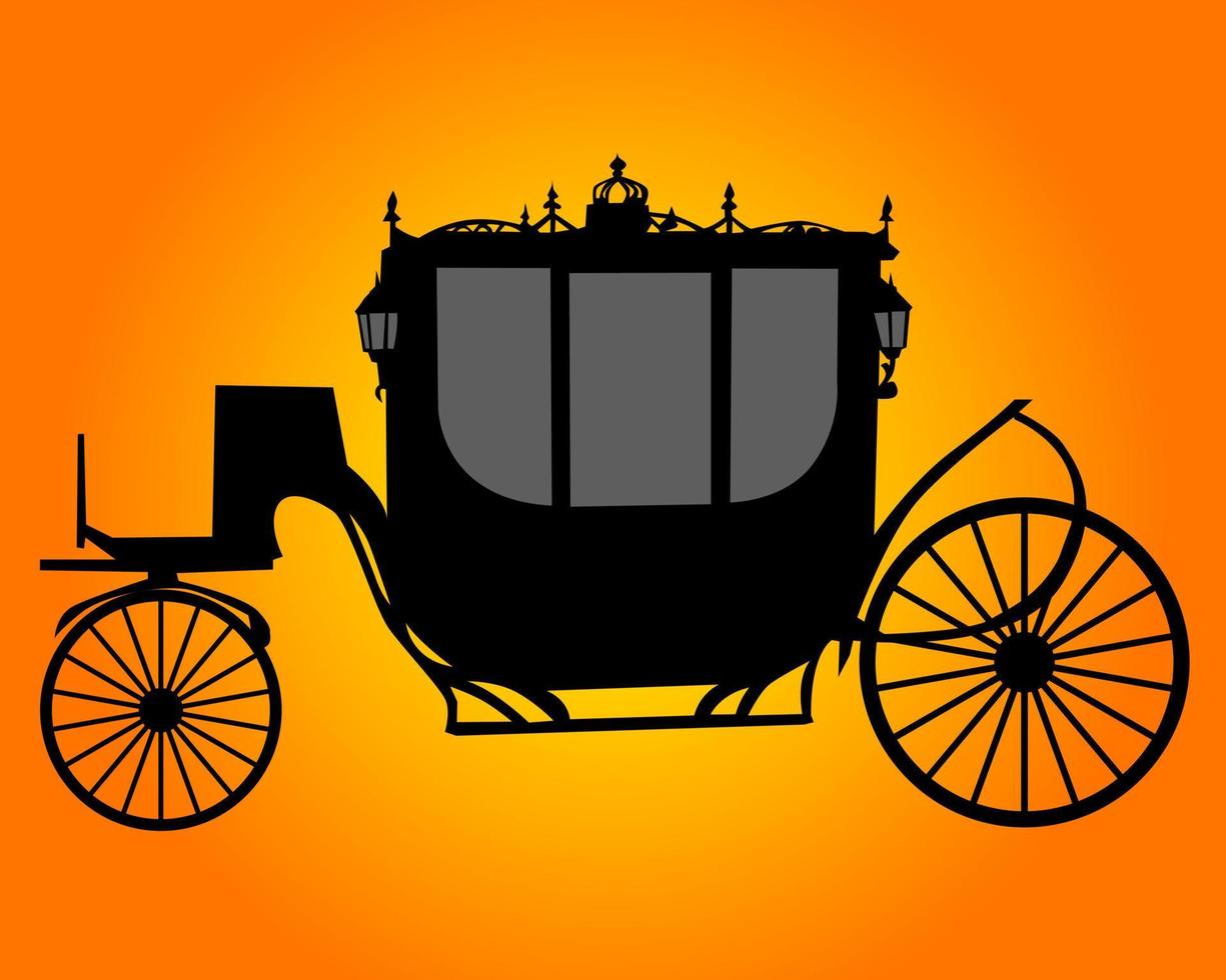 black silhouette brougham on a orange background vector