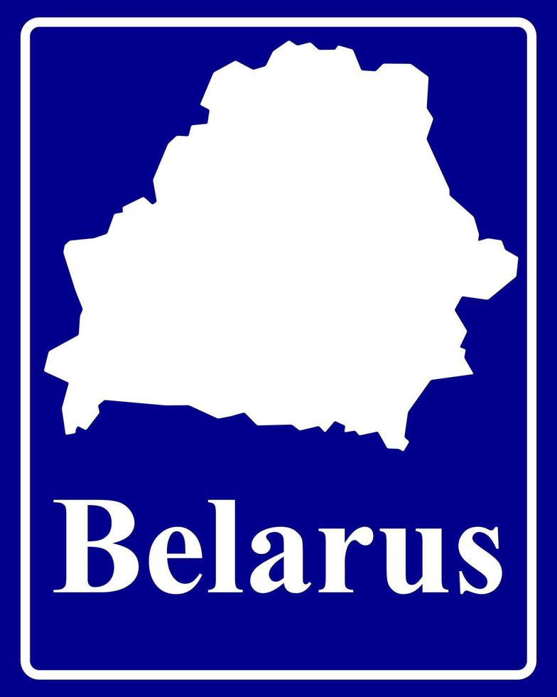 sign as a white silhouette map of Belarus vector
