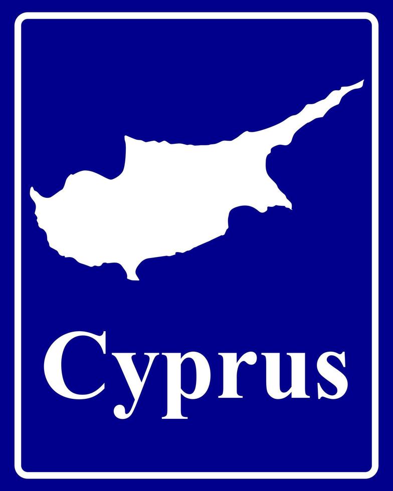 sign as a white silhouette map of Cyprus vector