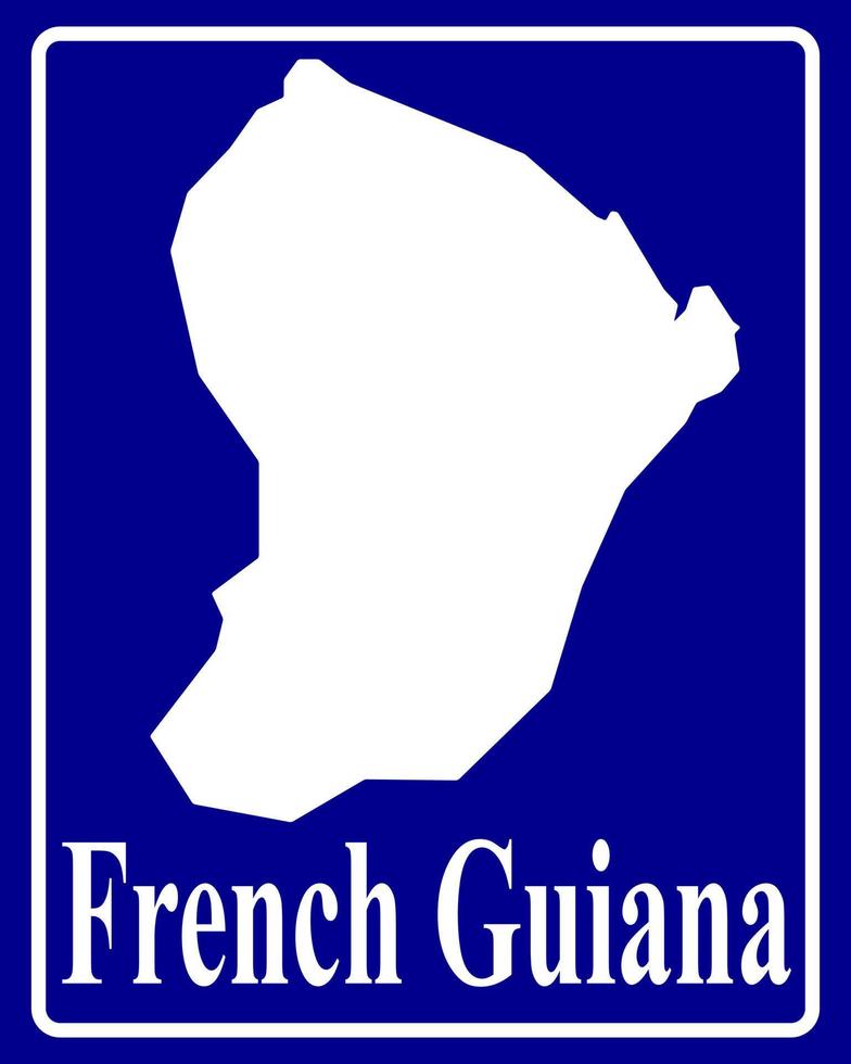 firmar como un mapa de silueta blanca de la guayana francesa vector