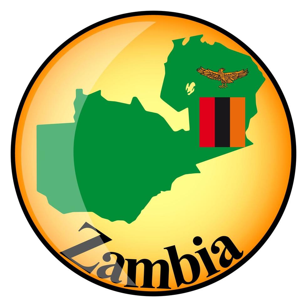 botón naranja con la imagen mapas de zambia vector